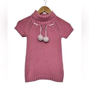 Joe Fresh Girls Pink Knit Sweater Dress Pom Poms 4T